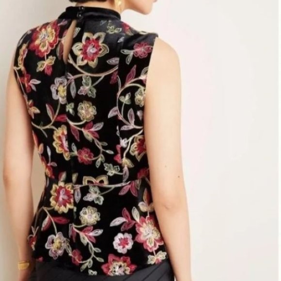 Anthropologie Eva Franco Black Velvet Sutton Top Size M - Picture 4 of 14